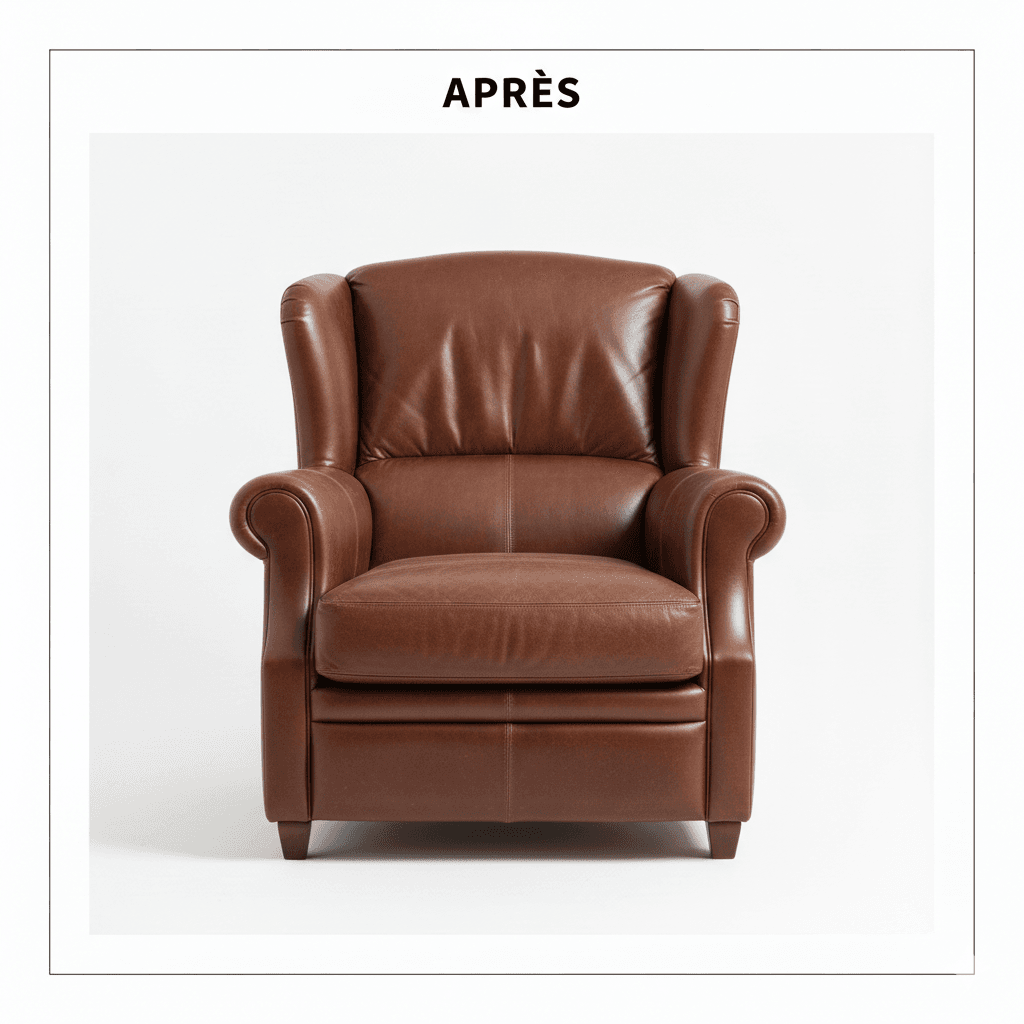 Restored leather armchair - Après restauration